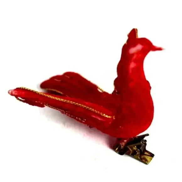 VINTAGE MCM MADE IN JAPAN RED BIRD CHRISTMAS TREE CLIP ON ORNAMENT - Picture 1 of 2